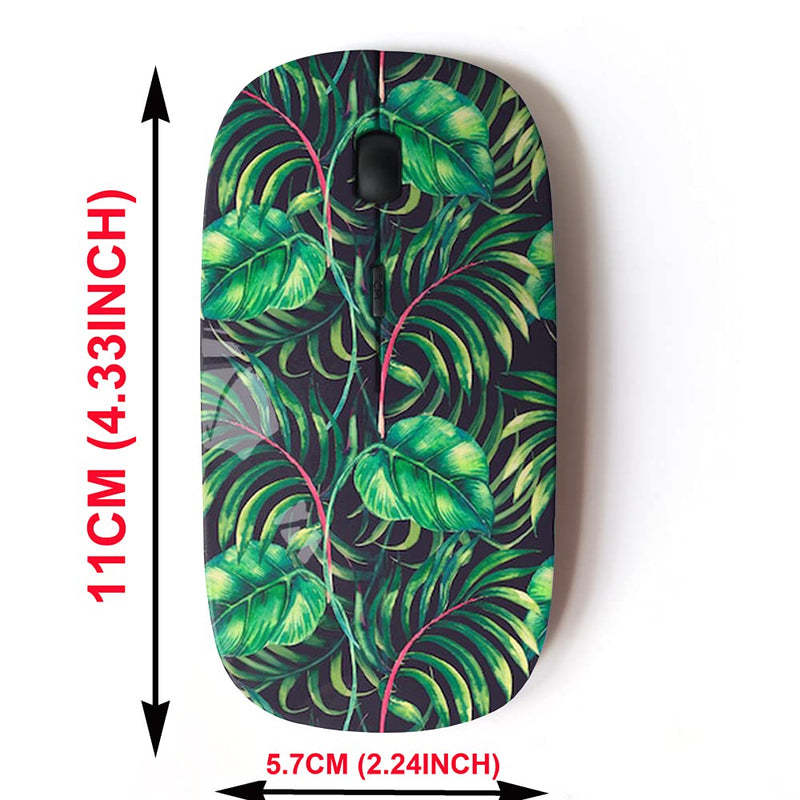 [Australia - AusPower] - 2.4G Wireless Mouse with Cute Pattern Design for All Laptops and Desktops with Nano Receiver - Tropical Palm Leaves Jungle Plant 