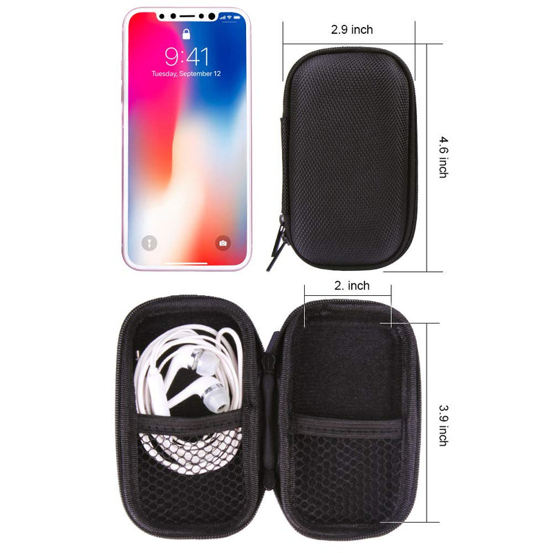 [Australia - AusPower] - Durable MP3 Player Case, Hootek USB Flash Drive Case Bag Wallet, 2Pack EVA Shockproof Hard Carrying Travel Case Bag SD Memory Cards Cable Organizer for Headset, USB Cable and Electronic Accessories Black 