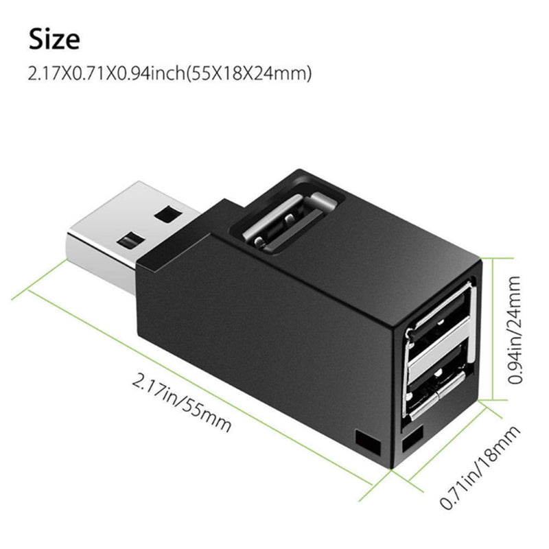 [Australia - AusPower] - LIXINTIAN[2 Pack ] USB2.0 Splitter, 3-Port USB 3.0 Hub, for Notebook, USB Flash Drives, Mobile HDD, Laptop, PC - White Black 