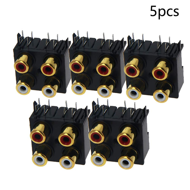 [Australia - AusPower] - Fielect 5Pcs RCA Female Jack 8 Pin PCB Mounted AV Concentric Outlet 4 RCA Female Socket Connector Stereo Audio Video Jack 4Pin 4holes AV-4 