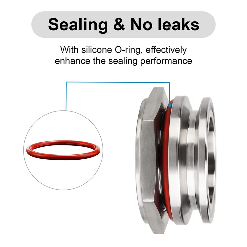 [Australia - AusPower] - Hilangsan 1.5" Tri Clamp Weldless Bulkhead Stainless Steel Compression Bulkhead Fittings Homebrew Kettle Bulkhead 1.5 inch TC Bulkhead Connector for Brew Kettle 
