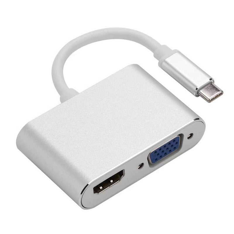 [Australia - AusPower] - Xiwai USB-C USB 3.1 Type C to HDMI 4K 30HZ VGA 1080p Adapter for Laptop Pro Monitor HDTV Sliver HDMI+VGA 