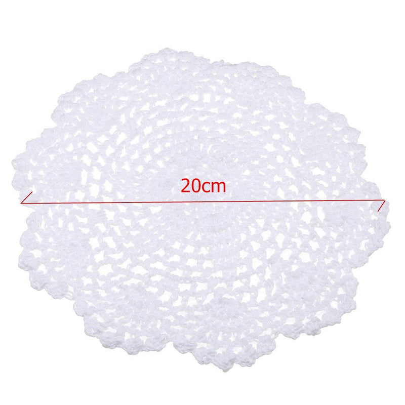 [Australia - AusPower] - 8pcs Crochet Round Cotton Lace Table Mats Handmade Kitchen Doilies Crochet 7 Inch White 