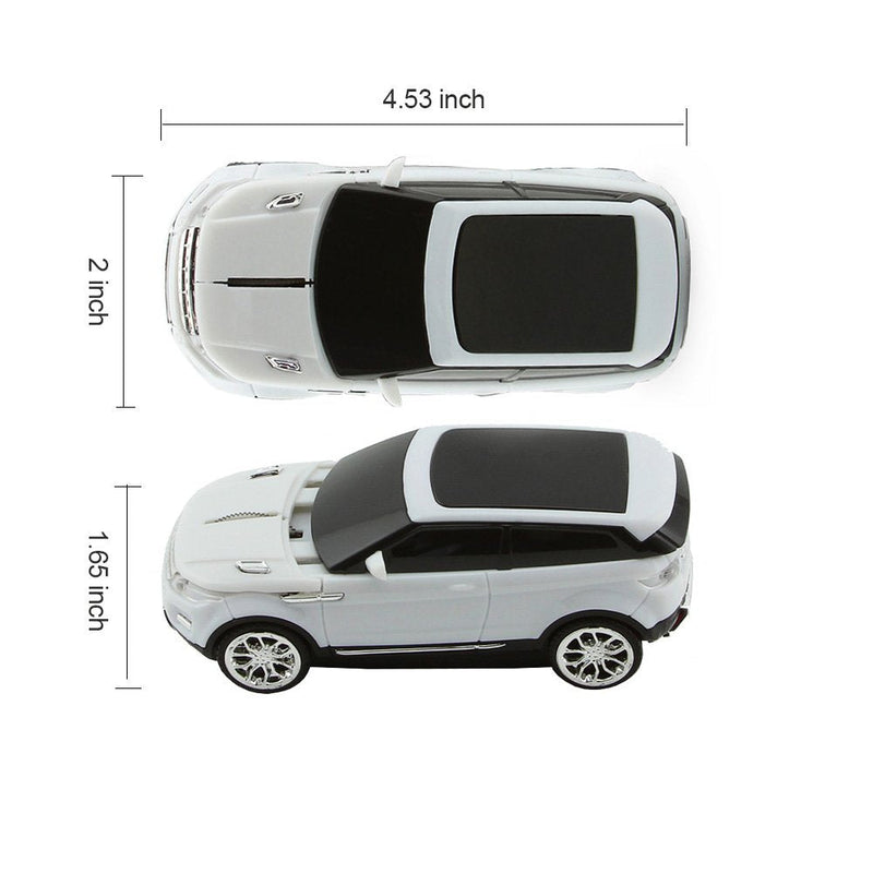 [Australia - AusPower] - 3C Light Car Mouse Wireless 2.4GHz Cool Sport SUV Car Shape Mouse Optical Mice 1600 DPI with USB Receiver Suitable for PC/Computer/Laptop (White) 