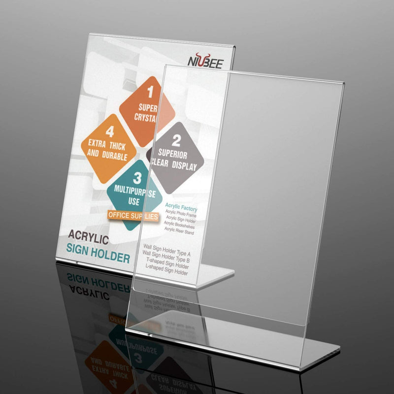 [Australia - AusPower] - NIUBEE Acrylic Sign Holder Bundle: 5x7" 6Pack + 8.5x11" 6Pack: Clear Slant Back Picture Frames, Desktop Flyer Document Paper Display Stand NB-Bundle-signslant6pc5x7 