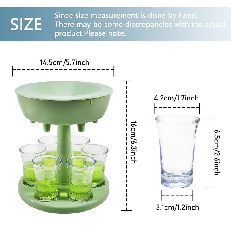 [Australia - AusPower] - DHDH Sunny 6 Shot Glass dispenser holder,Adjustable Liquid Dispenser,Adjustable shots,6 Acrylic Cups Colorful,Cocktail Dispenser, Suitable for parties,green Green 