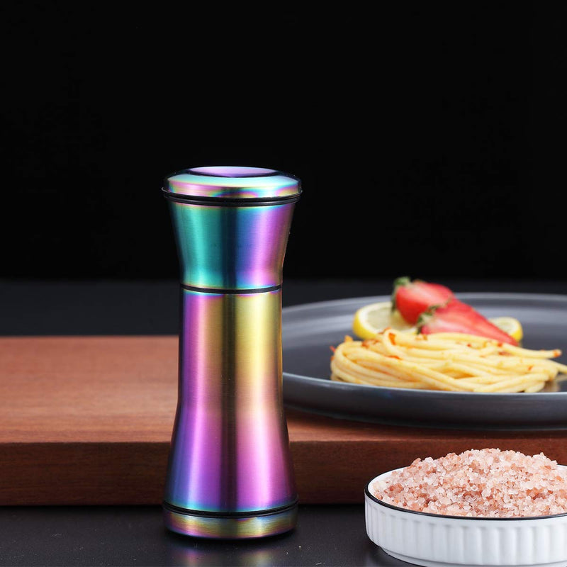 [Australia - AusPower] - Rainbow Salt And Pepper Shakers, Kyraton Titanium Plating Stainless Steel Salt And Pepper Grinders Refillable Pepper Grinder, Pepper Mill, Salt Grinder, Salt Shaker, Salt Pepper Shaker Set of 2 1.pepper.c 
