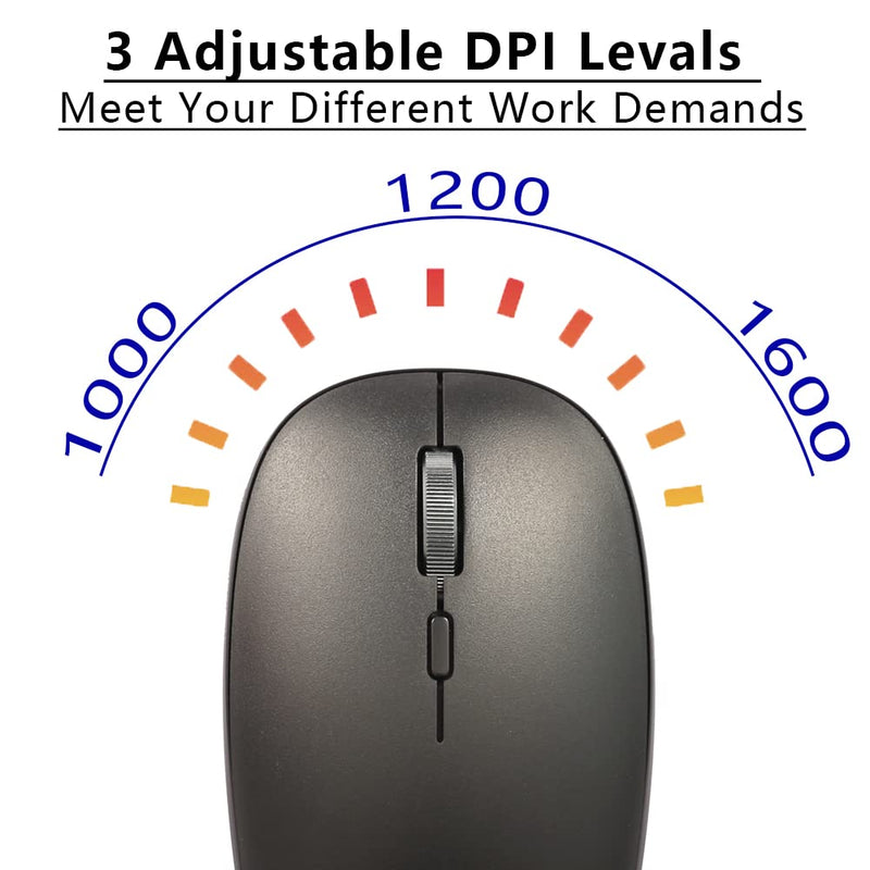 [Australia - AusPower] - Wireless Mouse for Laptop, ACOZYKITTEN 2.4G Noiseless Portable Mouse with USB Receiver, Ergonomics Cordless Computer Optical Silent Mice for Windows PC, Tablet, Laptop, Mac - Black B1-Black 