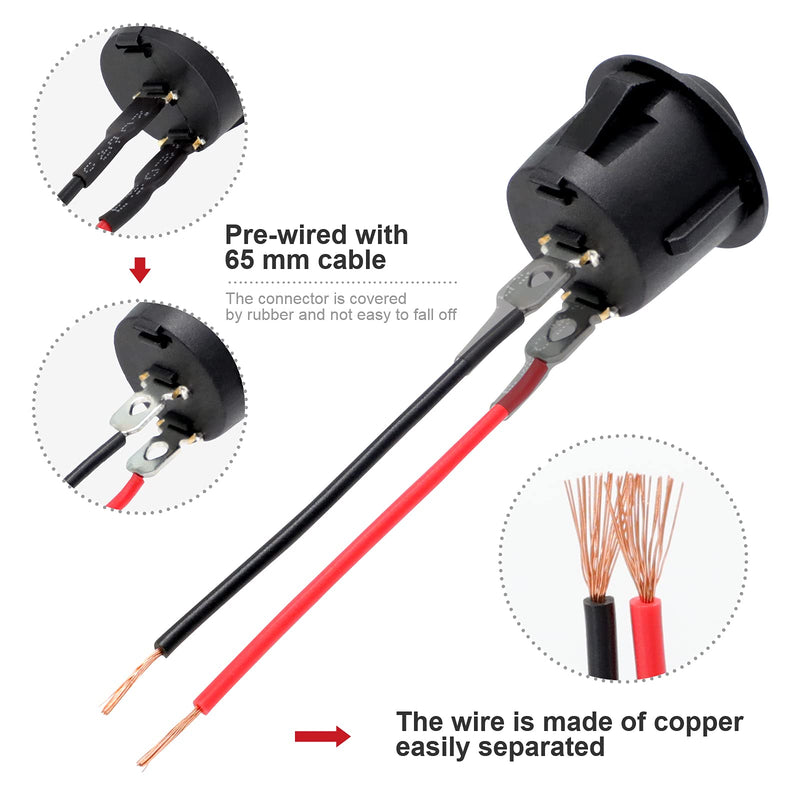 [Australia - AusPower] - 6Pcs Rocker Switch ON Off KCD1 AC 6A/250V 10A/125V 12VDC Mini Round Toggle Switch SPST 2Pin Snap-in Design Car Boat Automotive with Wires Pre-Wired by MUZHI 