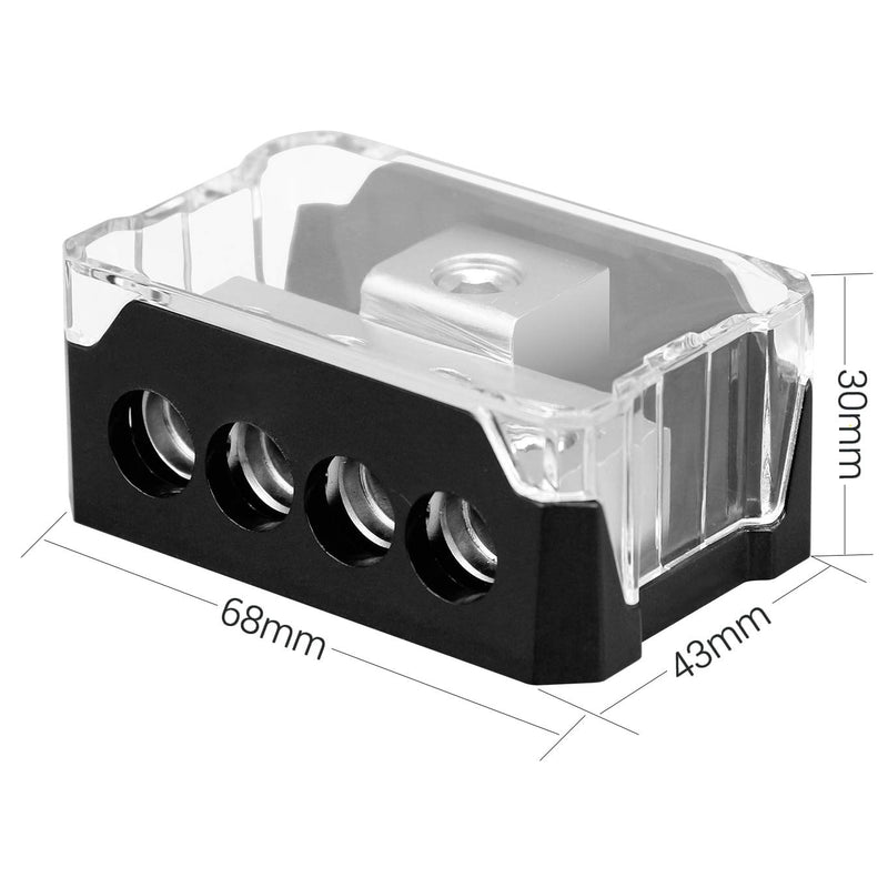 [Australia - AusPower] - Power Distribution Block 4 Way, 0 2 4 AWG Gauge in / 4 8 10 Gauge Out, Car Audio Stereo Amp Distribution Connecting Block for Car Audio Splitter 2 pcs (1 in 4 Out) 1 In 4 Out(4 Way) 