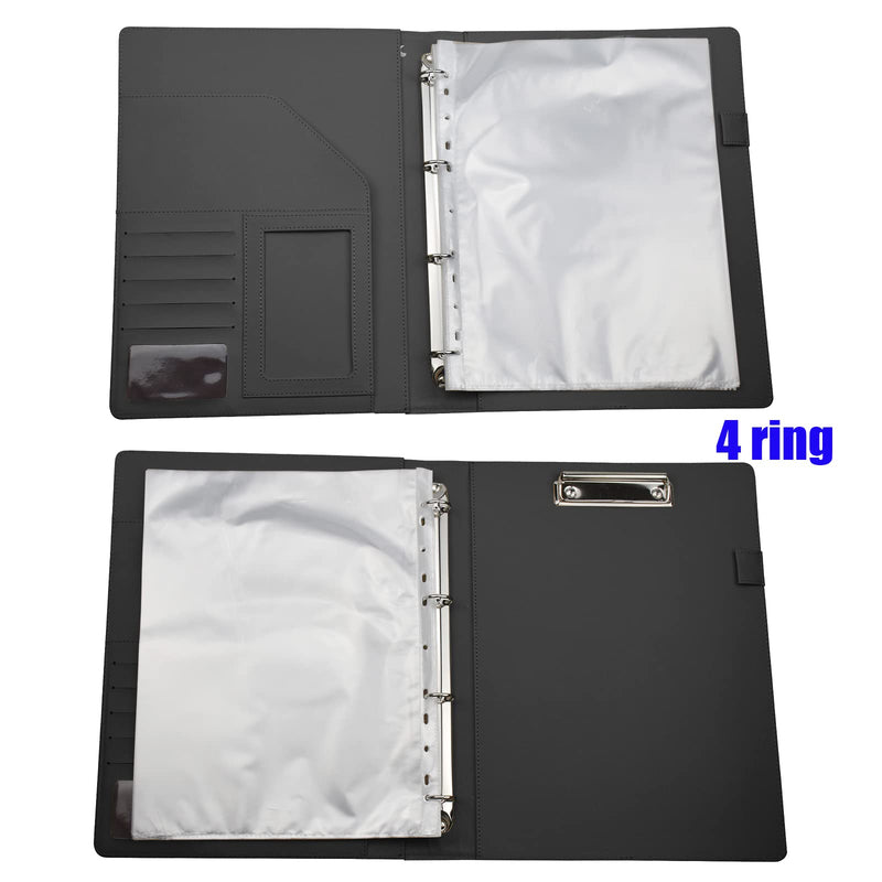 Enyuwlcm PU Leather Padfolio Ring Binder with Clipboard Resume Leather