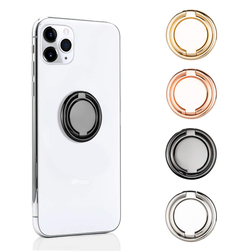 [Australia - AusPower] - Phone Finger Ring Holder Kickstand Double Expanded Ring Ultra-Thin Back Grip Foldable Cellphone Stand for iPhone iPad Smartphones Tablets Round Universal Magnetic Car Mount Support Gold 