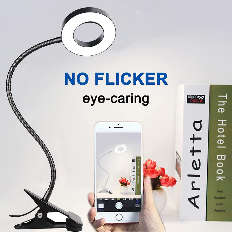 [Australia - AusPower] - Yeegras Clip on Light, Eye Protection Book Light for Reading in Bed, Dimmable Brightness & Adjustable Gooseneck Reading Lamp, Warm/Cool Light with Clamp 