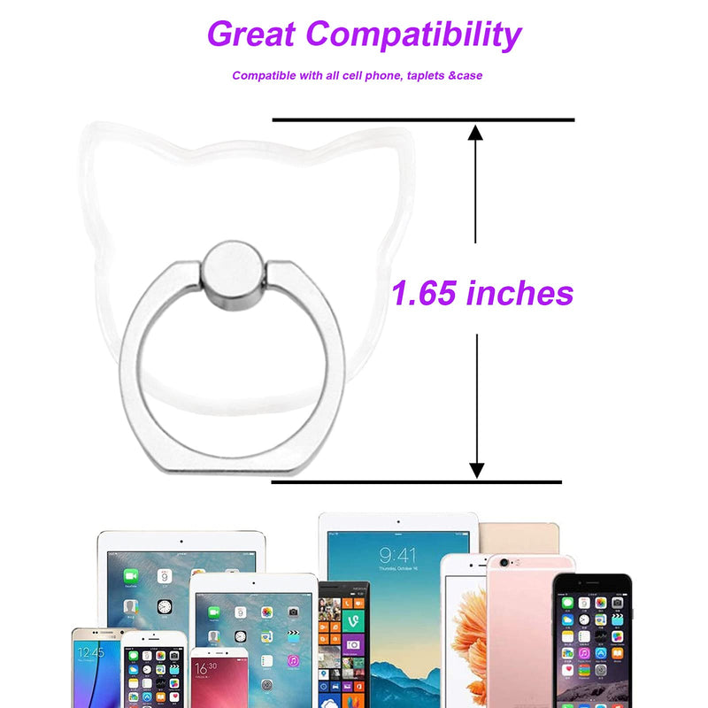 [Australia - AusPower] - TACOMEGE Clear Phone Ring Cat Grips Holder for iPhone Samsung, Kitty Ear Finger Ring Stand for Cell Phone Tablet Cases 