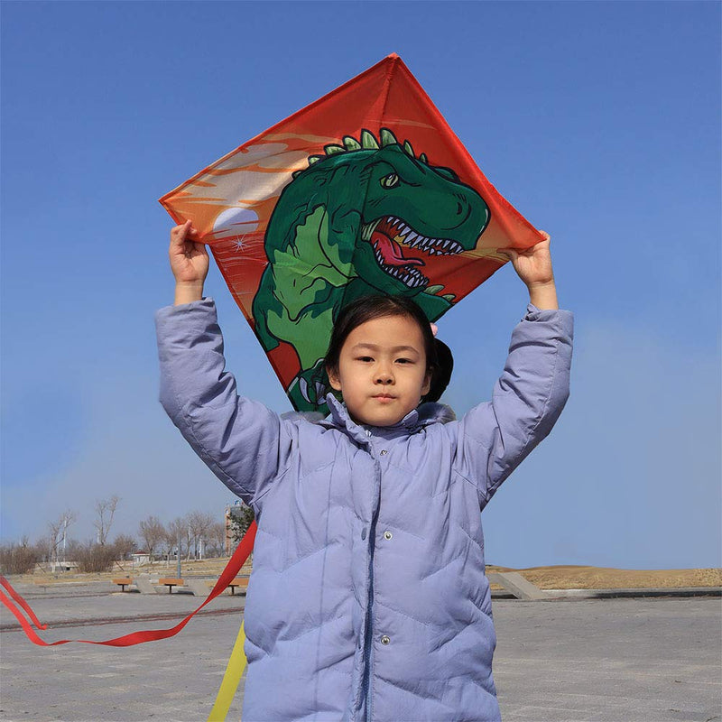 [Australia - AusPower] - Diamond Kite [2 Pack]Dinasour+Unicorn Eddy Kite, beginners Kite for Children, Wonderful Beginner Kite for 3 years up, 60x70cm with 2x300cm long tails, Kite handle, 60m String and swivel incloud 