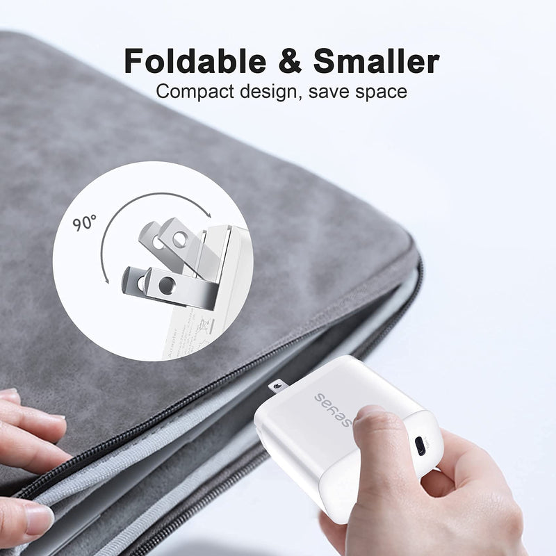 [Australia - AusPower] - USB Wall Charger, 30W 2 Port Charger with 18W USB C Power Adapter, Foldable Powerport PD Fast Charger for iPhone 12/12 Mini / 12 Pro / 12 Pro Max / 11 / X/XR/XS, iPad Pro, Pixel, Galaxy White 