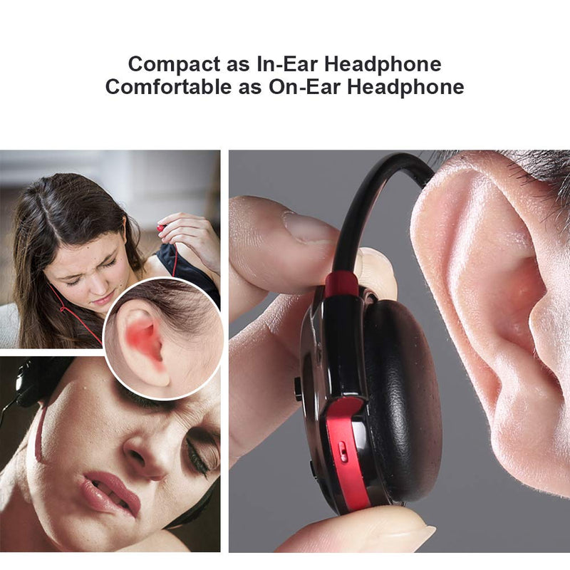 [Australia - AusPower] - Cootree Wireless Headphone Sports Headset with Built in Microphone,Bluetooth Headphones Behind The Head,Foldable and Carried in The Purse, Black/Red 