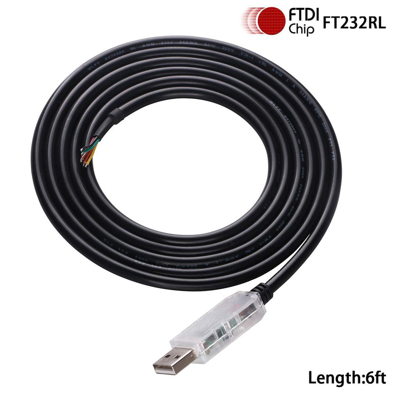 [Australia - AusPower] - 6FT USB to RS232 Serial Adapter Cable 6 Pin Wire End FTDI Chip (6 Pin) 