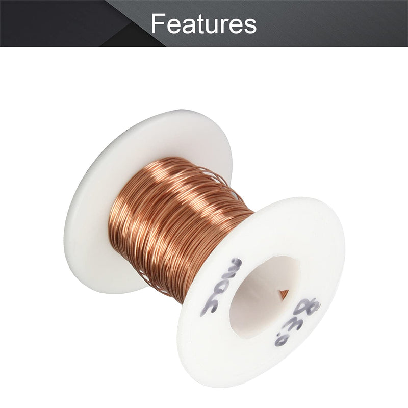 [Australia - AusPower] - Fielect 0.38mm Inner Dia Magnet Wire Enameled Copper Wire Winding Coil 65.6Ft Length QA-1-155 2UEW Model Widely Used for A Variety of Motors 0.38mm Inner Dia 65Ft 