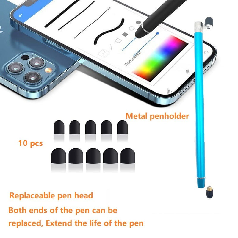 [Australia - AusPower] - Stylus Pens for Touch Screens(5 Pack), 10 Replaceable Tips High Precision Capacitive Stylus Pen for iPad iPhone Android Tablets and All Universal Touch Screen Devices Black/silver/red/purple/blue 