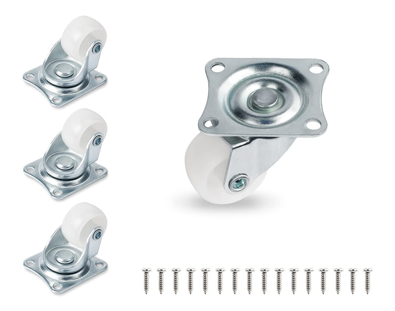 [Australia - AusPower] - Cofufu 1" Low Profile Casters Wheels Set of 4, No Noise Casters for Furniture with Polyurethane Wheels, Small Rectangle Swivel Caster with 360 Degree Top Plate 22 lbs Weighs Capacity Each Caster 1" White 