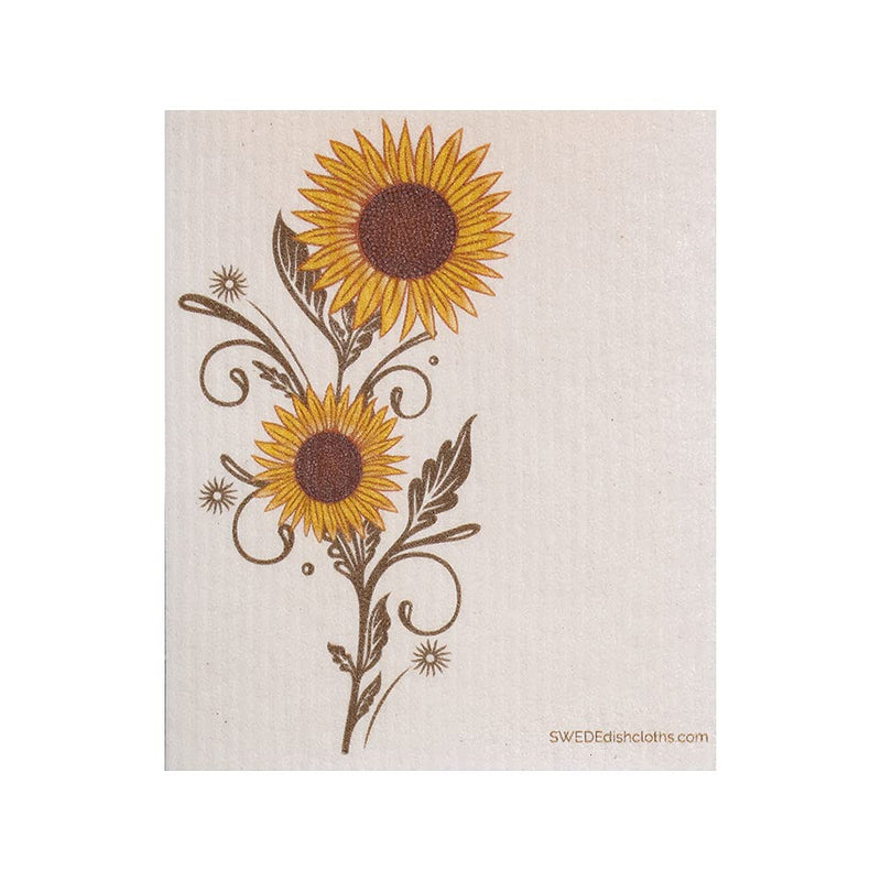 [Australia - AusPower] - Swedish Dishcloth Mixed Sunflowers Set of 4 Each Swededishcloths (one of each design) | ECO Friendly Reusable Absorbent Cleaning Spongecloth 