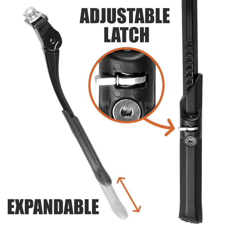 [Australia - AusPower] - BV Adjustable Bicycle Kickstand with Concealed Spring-Loaded Latch, for 24-29 Inch Bike Kickstand 24-29-Inch ED Black 