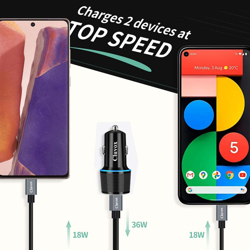 [Australia - AusPower] - 20W Dual USB C Fast Car Charger, Cluvox Type C Automobile Charger Compatible for iPhone 13/12 Pro/Max/Mini/11/X/XS/XR/8/Plus, Galaxy S21/S20/S10/S9, Pixel, iPad Pro Cigarette USB Charger Adapter 