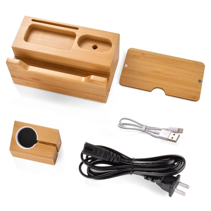 [Australia - AusPower] - Charging Station for Apple Watches, iPhones, Air Pod Apple Watch Charger Stand Air Pods Charging Dock Bamboo Wood Charging Station with 3 USB Power Ports 