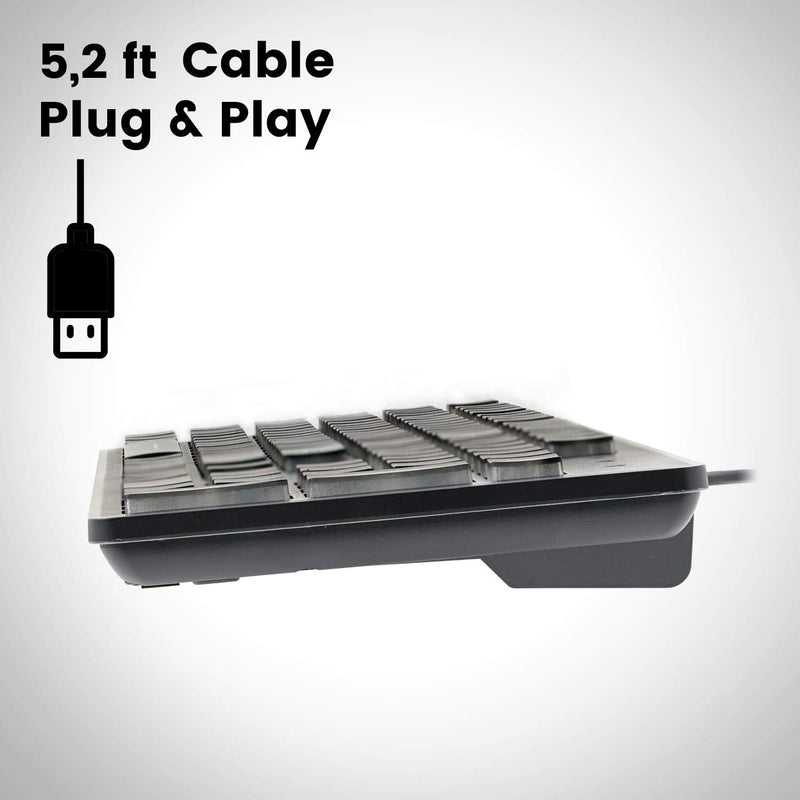 [Australia - AusPower] - Perixx PERIBOARD-317 Wired Backlit USB Keyboard, Big Print Letter with White Illuminated LED, US English Layout Black 