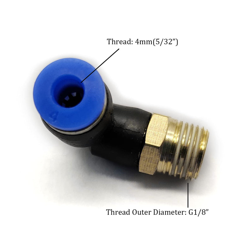 [Australia - AusPower] - Push to Connect Fitting, 90 Degree Male Elbow, 4mm Tube OD x G1/8" Thread, Pneumatic Air Push Fit Lock Fitting (Pack of 20) L 