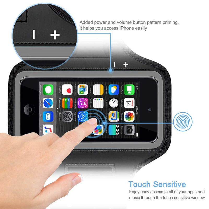 [Australia - AusPower] - iPod Touch 7th/6th/5th Generation Armband. JEMACHE Gym Running Exercises Workouts Sport Arm Band Case for iPod Touch 7/6/5/4 Generation with Card/Key Holder (Black) Black 