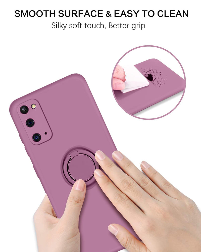 [Australia - AusPower] - BENTOBEN Galaxy S20 Case, Phone Case Samsung S20 5G 2020, Slim Silicone 360° Ring Holder Kickstand Support Car Mount Soft Rubber Hybrid Hard Protection Shockproof Bumper Girl Women Cover, Deep Purple V152-Deep Purple 