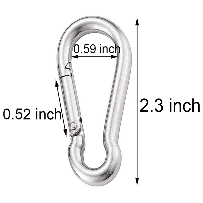 [Australia - AusPower] - 2.3 Inch Spring Snap Hook 304 Stainless Steel Quick Link Lock Fastner Hook 6 Pcs 