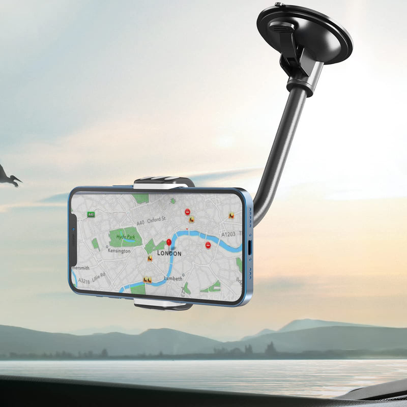 [Australia - AusPower] - Angel Windshield Car Phone Mount Holder– Universal Gooseneck Arm Window Car Mount Strong Suction Cup Cell Phone Holder Compatible with iPhone 12 11 Pro XS Max X 7 8 6 Plus Galaxy S9 S8 S7 Note 9 10 