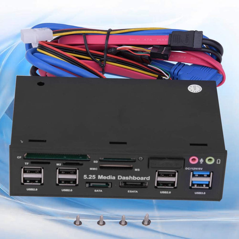 [Australia - AusPower] - Bewinner Internal Card Reader, 5.25inch Media Dashboard Front Panel Audio, All-in-1 Card Reader with USB3.0/2.0 HUB eSATA SATA Multi Card Reader(M2 / TF/SD/MMC/MS/CF) 