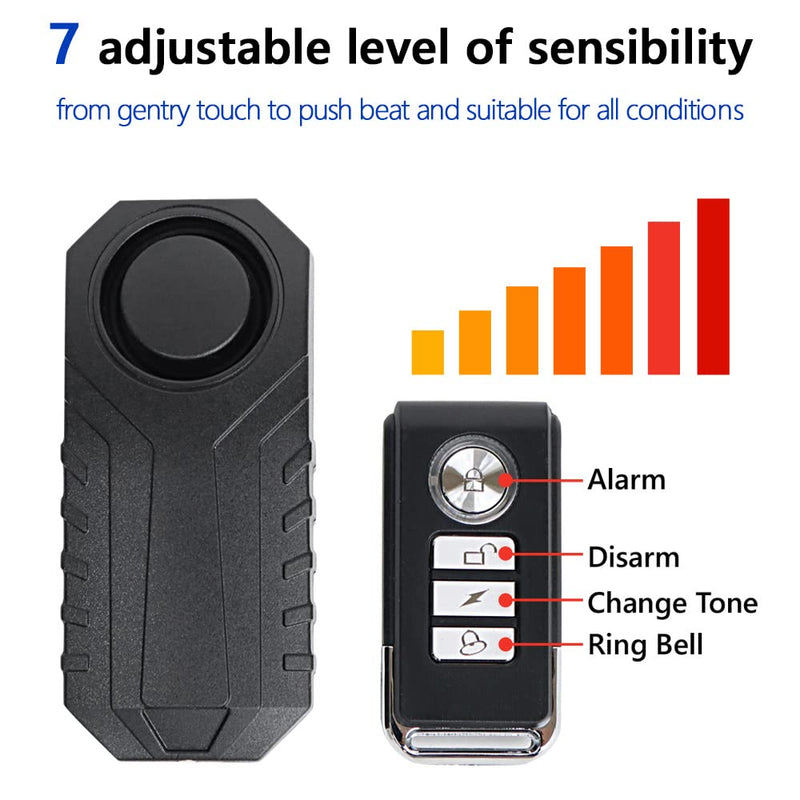 [Australia - AusPower] - Japard Bike Alarm/Motorcycle Alarm - Motion Sensor, Waterproof IP55, Remote Access 65ft, Loudest 113dB with Remote Controller 