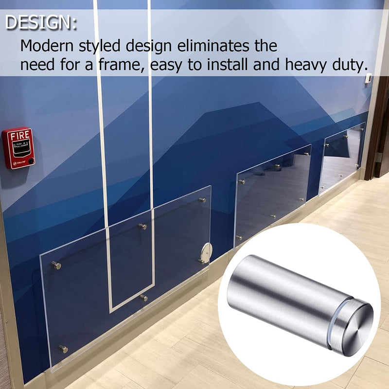[Australia - AusPower] - Standoff Screws, 20-Pack 1/2 x 1.18in Stainless Steel Glass Stand-Offs, Mounting Glass Hardware Sign, for Hanging Acrylic Picture Frame Dry Erase Board Advertising Nail Stainless Steel 1/2 x 1.18 inch 