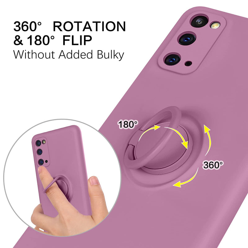 [Australia - AusPower] - BENTOBEN Galaxy S20 Case, Phone Case Samsung S20 5G 2020, Slim Silicone 360° Ring Holder Kickstand Support Car Mount Soft Rubber Hybrid Hard Protection Shockproof Bumper Girl Women Cover, Deep Purple V152-Deep Purple 