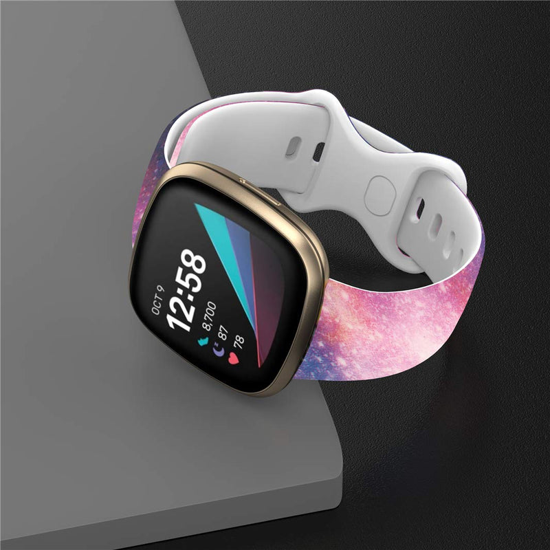 [Australia - AusPower] - Starry skyHuadea Printed Bands Compatible with Fitbit Sense/Versa 3, Soft Silicone Sports Strap Replacement Band for Fitbit Sense/Versa 3 Smart Watch Women Men (Starry Sky-L) 