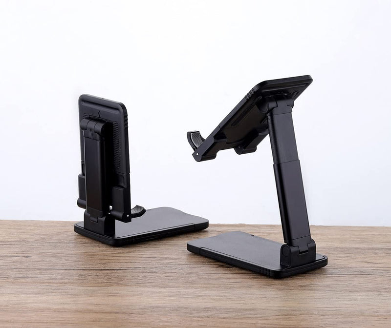 [Australia - AusPower] - Adjustable Cell Phone Stand, Angle Height Adjustable, Foldable Desk Cell Phone Stand Holder, Phone Dock Cradle Compatible with All Mobile Phones, iPhone, Switch, iPad, Tablet (Black) Black 