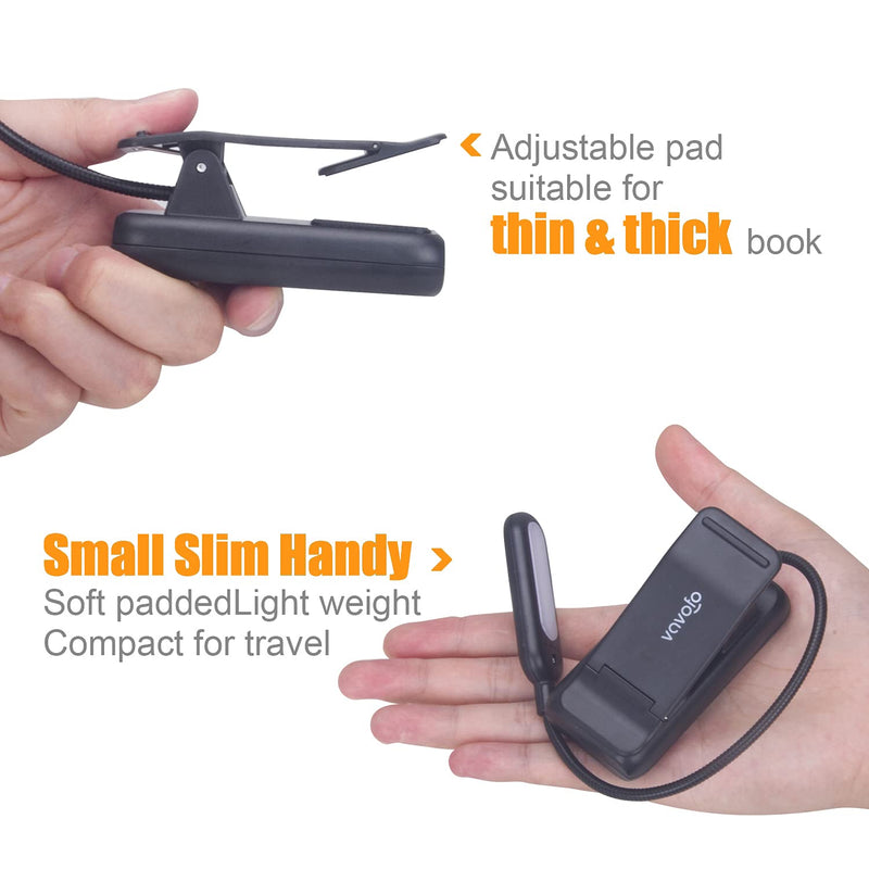 [Australia - AusPower] - VAVOFO Amber Rechargeable Book Lights, Blue Light Blocking Reading Lights, 7 LEDs Eye Care 9 Colors 9 Brightness Clip On for Bookworms with Power Indicator Lasting 70h (2-Pack, Black) 2-Pack Black 
