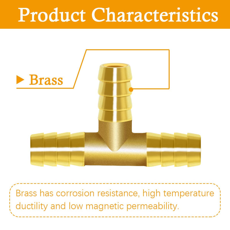 [Australia - AusPower] - Dianrui 5PCS 3/16" Brass Tee Barb Fittings, T Shape 3 Ways Barbed Splitter Fitting With Hose Clamps Fit for Water,Fuel,Air K-H-058-3/16 3/16-5PCS 