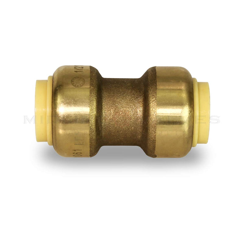[Australia - AusPower] - Everflow Supplies Pushlock UPSC12 1/2 Inch Long Push X Push Coupling for Push-Fit Fittings, Made with Lead Free DZR Forged Brass, Connects PEX, CPVC and Copper, Pre-Lubricated for Quick Installation Single 
