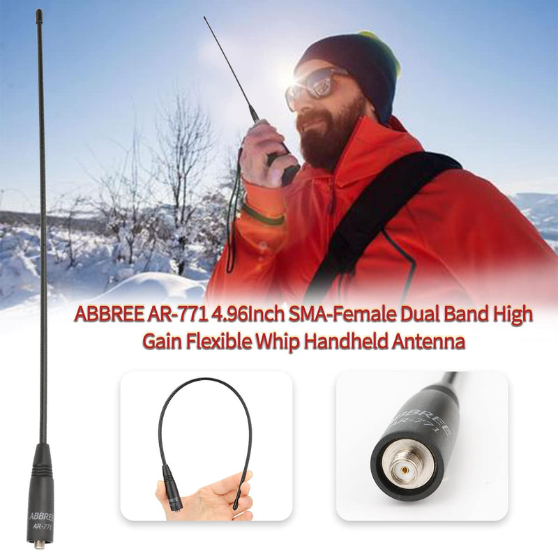 [Australia - AusPower] - ABBREE AR-771 14.96Inch SMA-Female Dual Band Flexible Whip Handheld Antenna for Baofeng UV-5R BF-F8HP BF-F8TD,BF-F8GP,UV-82HP,UV-82 BF-888S TIDRADIO H6 TD-F6 Kenwood Two Way Radio 