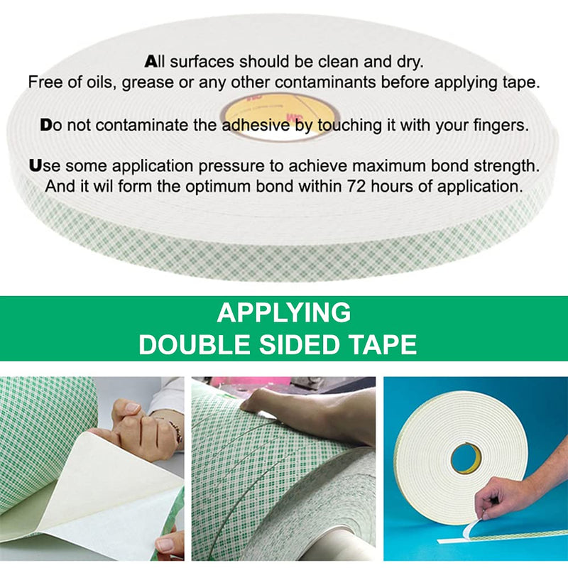 [Australia - AusPower] - HOFACO 3M Double Coated Urethane Foam Tape 4032, 0.5in x 11 Yards, Indoor Mounting, Bonding, and Attaching…, White 