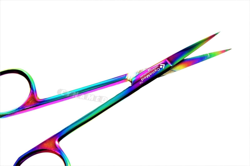 [Australia - AusPower] - German Iris Scissors 4.50" Straight Multicolor Surgical Dental Veterinary Instruments Cynamed 