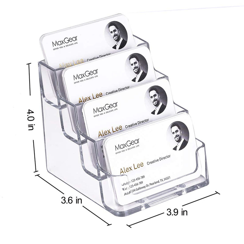 [Australia - AusPower] - MaxGear Clear Business Card Holder 4 Pocket Business Card Display, Business Card Stand for Desk or Counter with 4 Tier, 160 Card Capacity, 2 Pack 