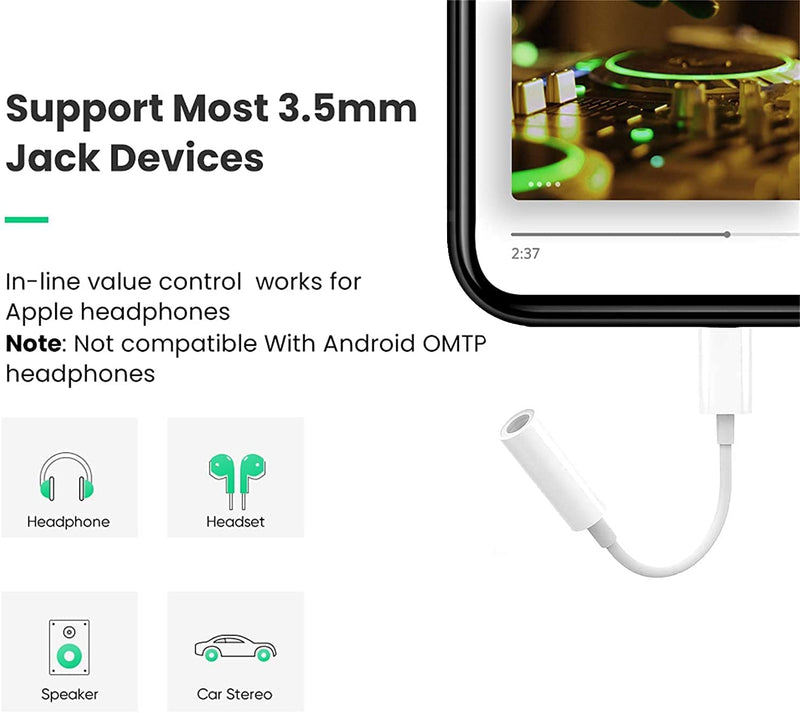 [Australia - AusPower] - Apple MFi Certified 2 Pack Headphone Adapter for iPhone, Lightning to 3.5 mm Headphone Jack Adapter for iPhone Converter Dongle Auxiliary Audio Splitter Cable Compatible with iPhone 8 X XS XR 11 12 13 