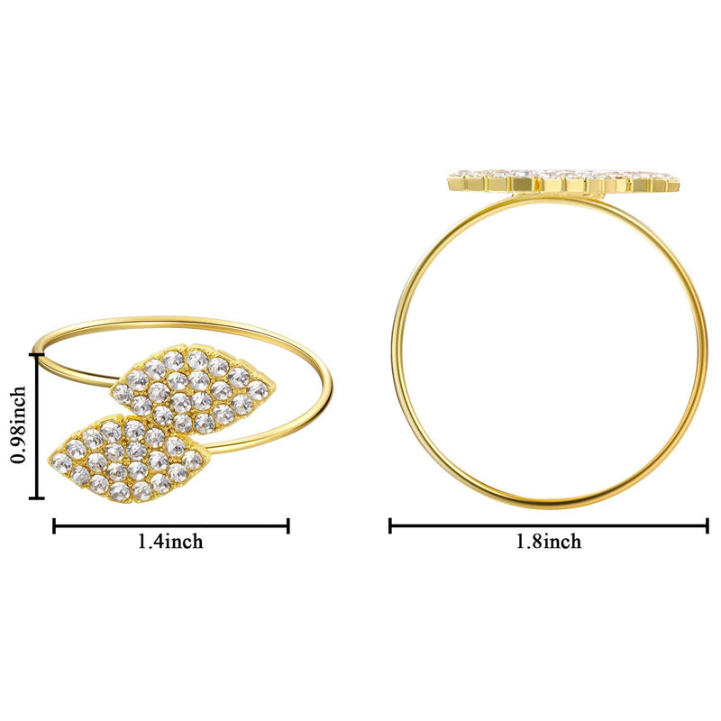 [Australia - AusPower] - Napkin Rings Wedding Napkin Holder Metal Leaves Napkins Holder Rhinestone Napkin Buckle for Wedding,Mother’s Day, Party Celebrate Festival Dinner Table Decoration (24, Gold) 24 